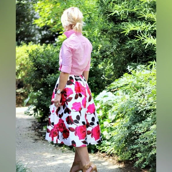 SAN JOY hi-lo bow front full floral skirt - Picture 3 of 12